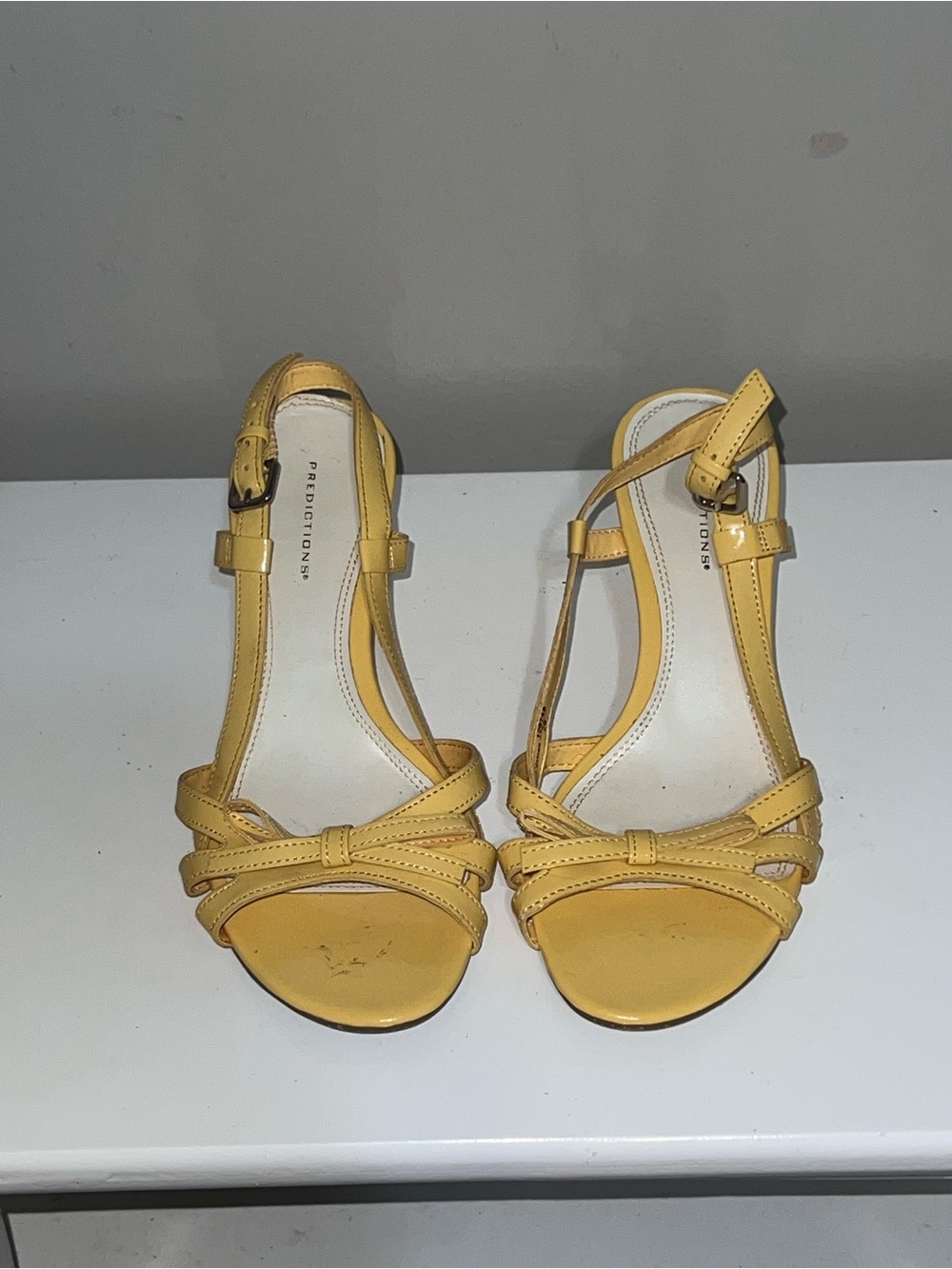 Predictions Yellow T-Strap Heeled Sandals
